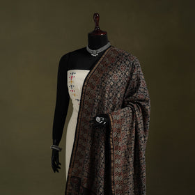 Black - natural dyed chanderi silk dupatta 13 - handcrafted