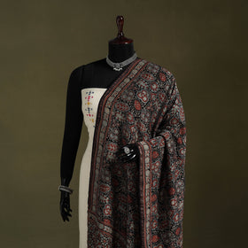 Black - natural dyed chanderi silk dupatta 15 - handcrafted