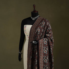 Black Natural Dyed Chanderi Silk Block Print Ajrakh Dupatta