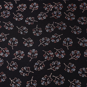 Black - natural dyed chanderi silk fabric 05 - handcrafted
