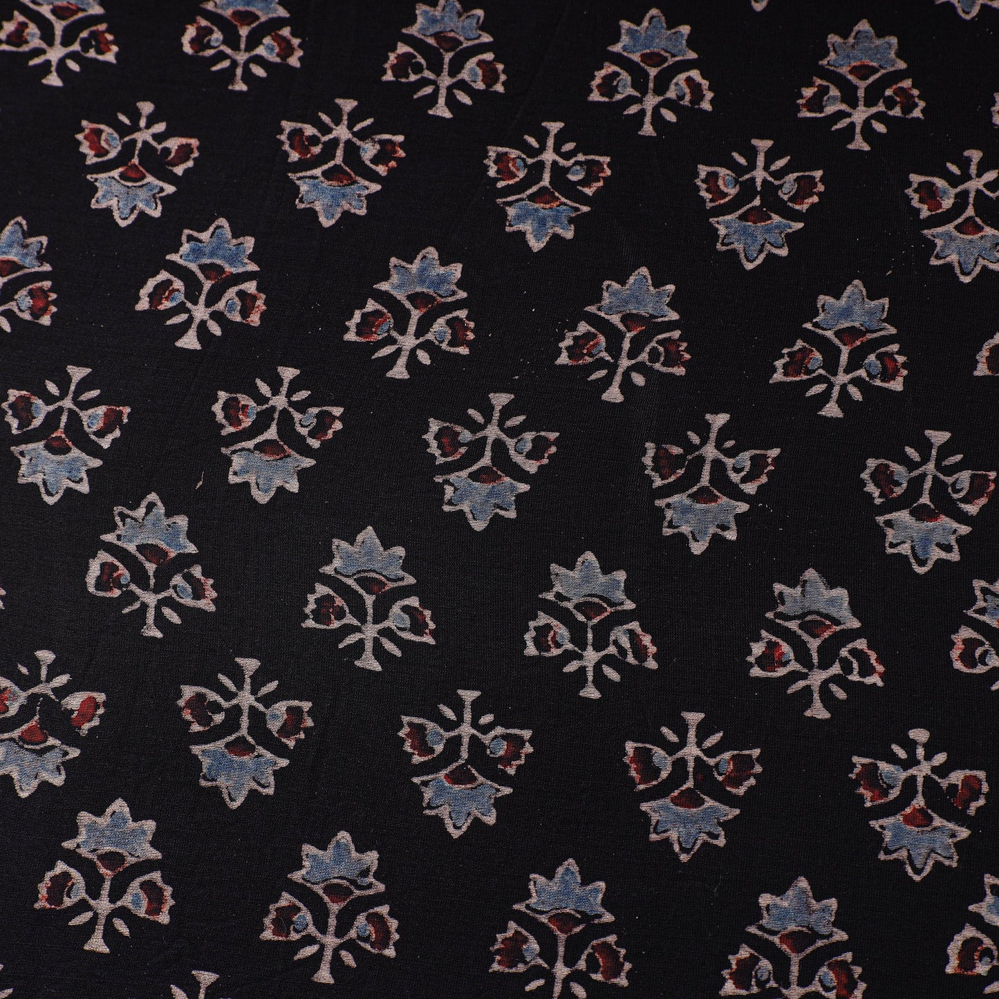 Black - natural dyed chanderi silk fabric 08 - handcrafted