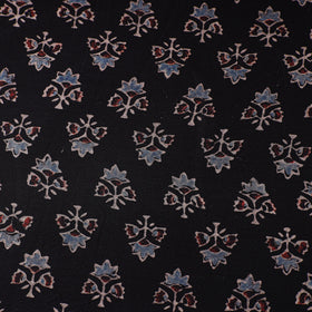 Black - natural dyed chanderi silk fabric 08 - handcrafted