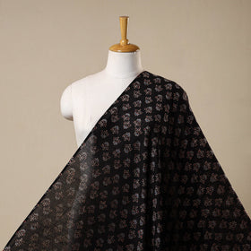 Black - natural dyed chanderi silk fabric 08 - handcrafted