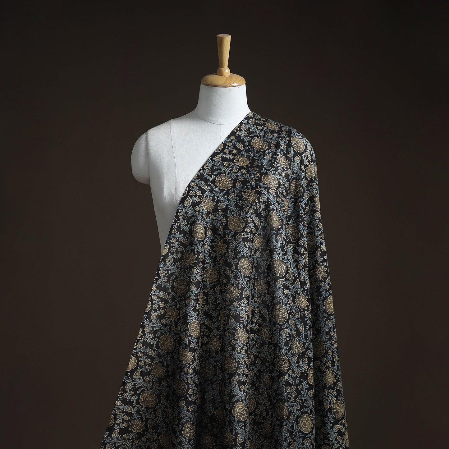 Natural dyed chanderi silk kutch hand block ajrakh print