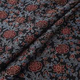 Natural dyed chanderi silk kutch hand block ajrakh print
