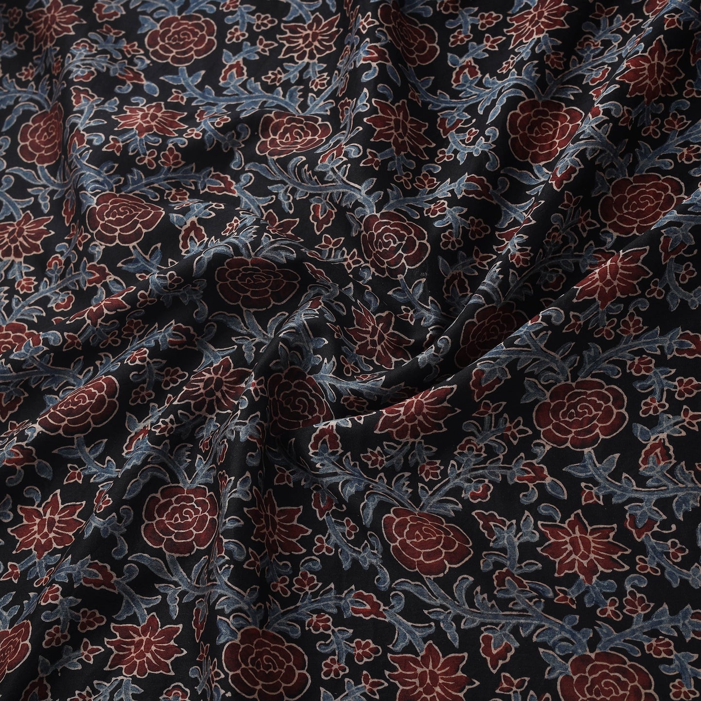 Natural dyed chanderi silk kutch hand block ajrakh print