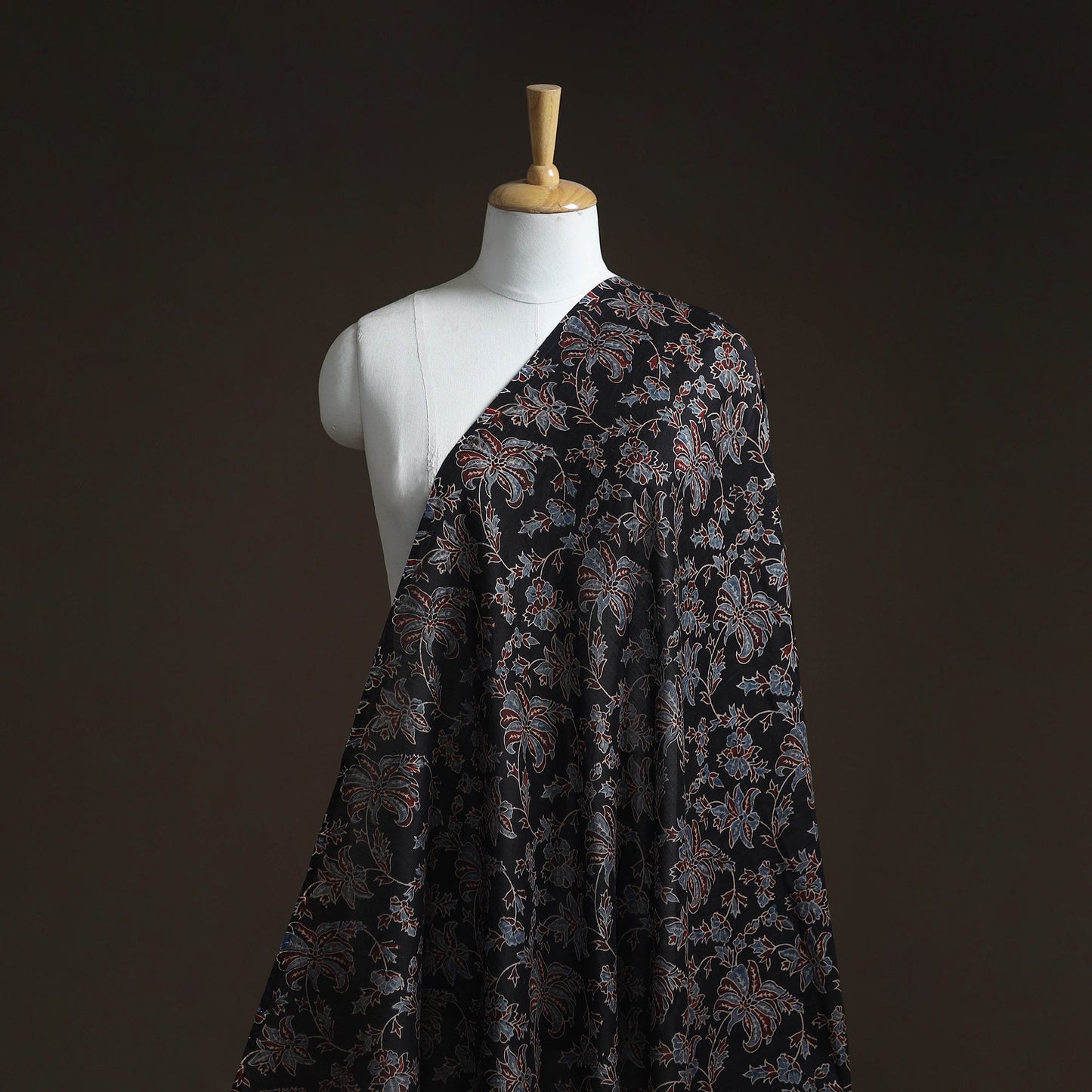 Natural dyed chanderi silk kutch hand block ajrakh print