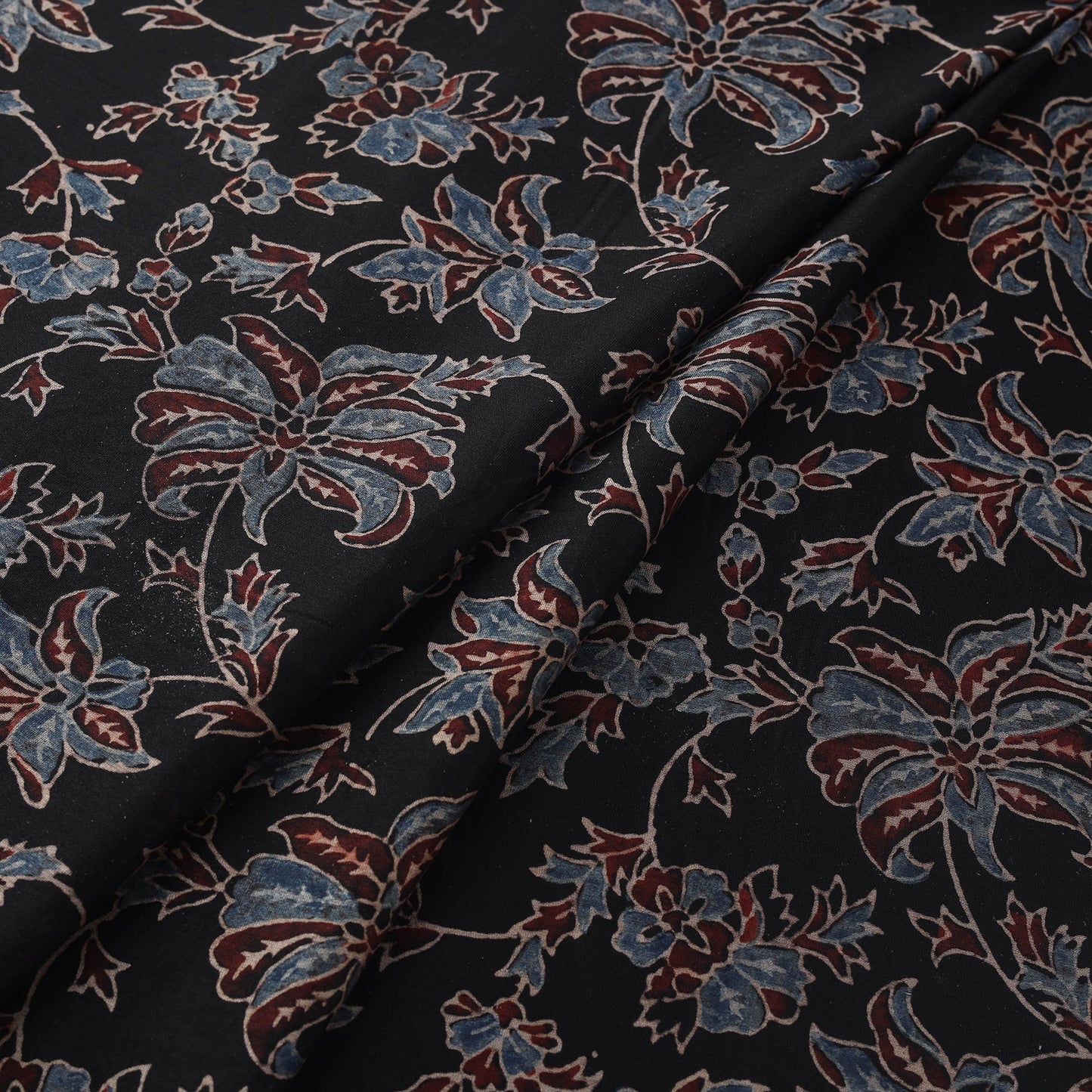 Natural dyed chanderi silk kutch hand block ajrakh print