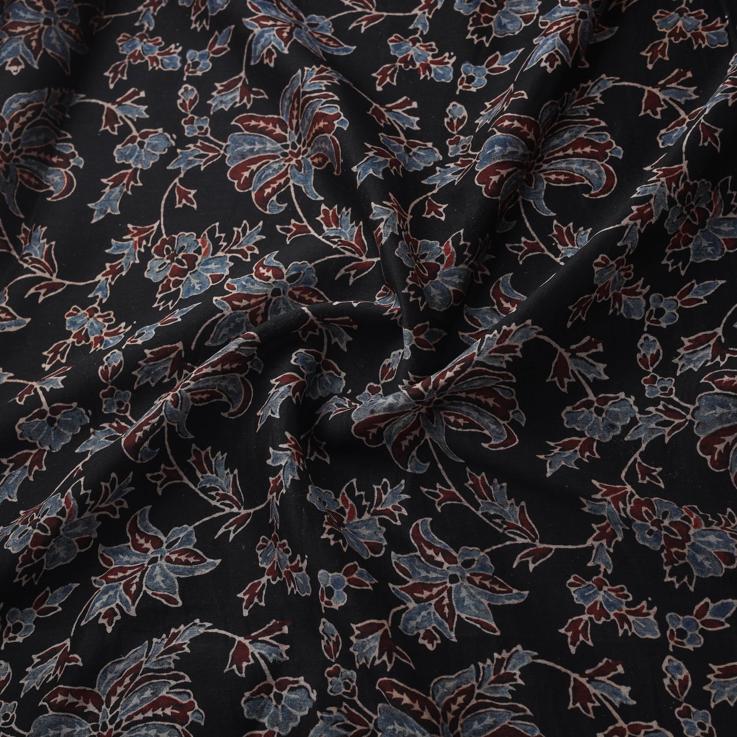 Natural dyed chanderi silk kutch hand block ajrakh print