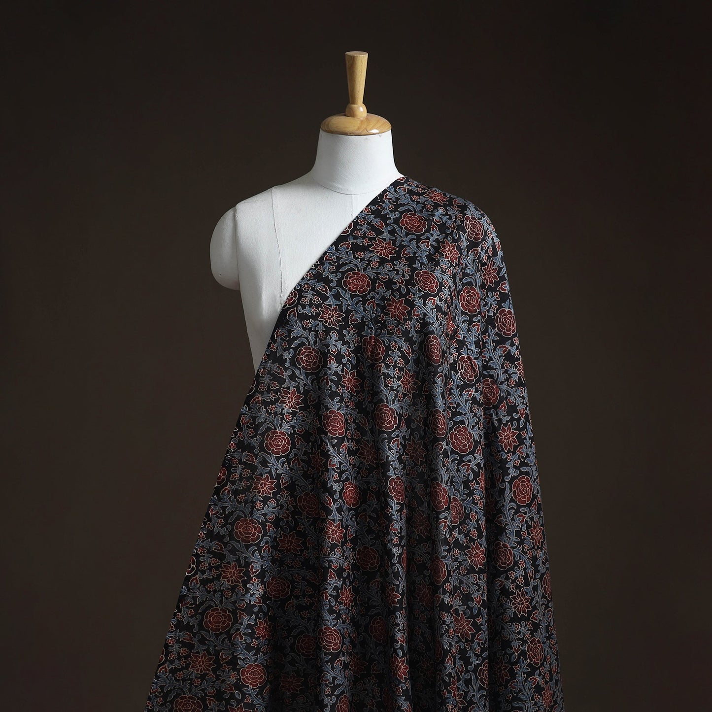Natural dyed chanderi silk kutch hand block ajrakh print