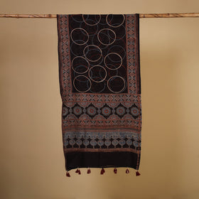 Black - natural dyed chanderi silk stole 04 - handcrafted