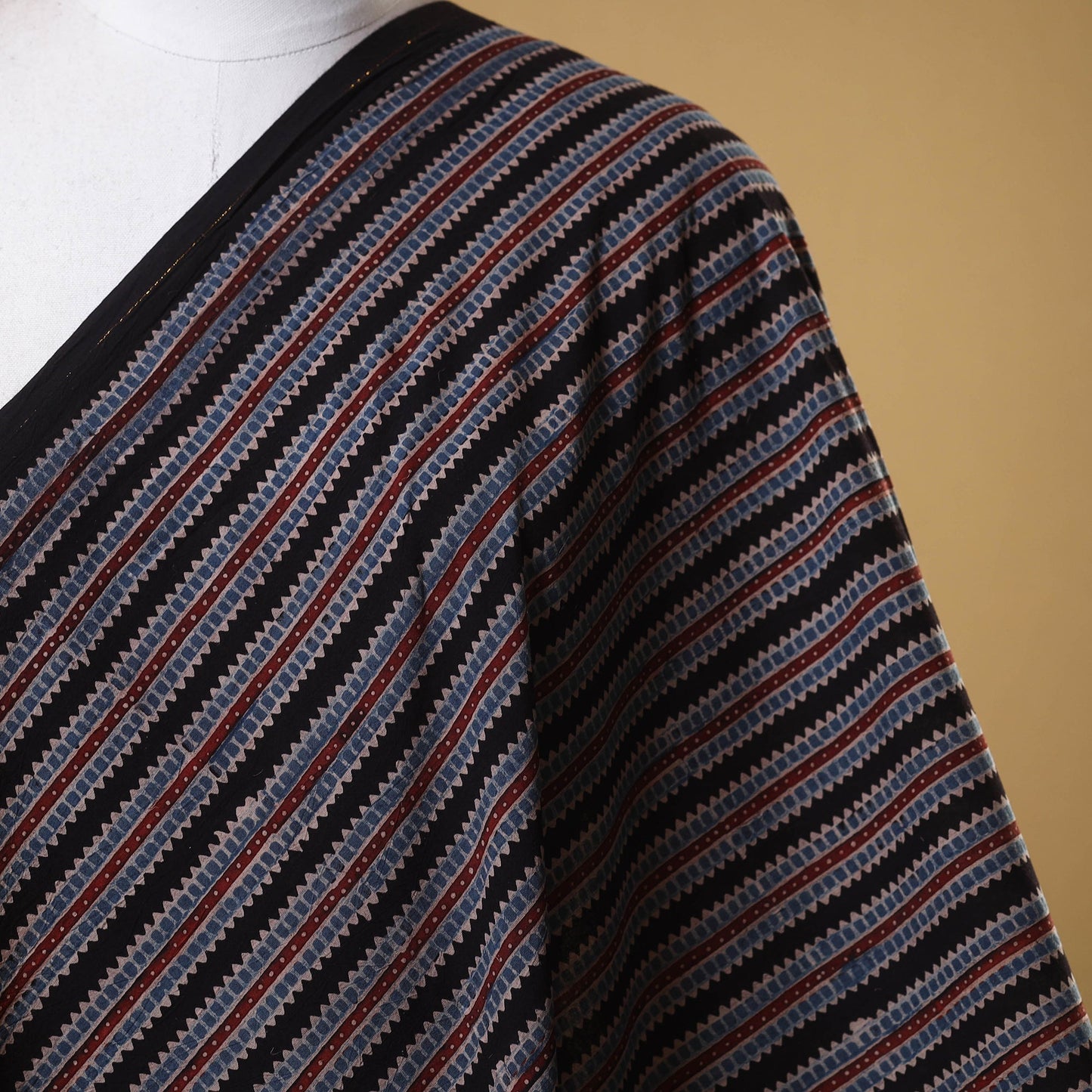 Black - natural dyed cotton fabric 61 - handcrafted