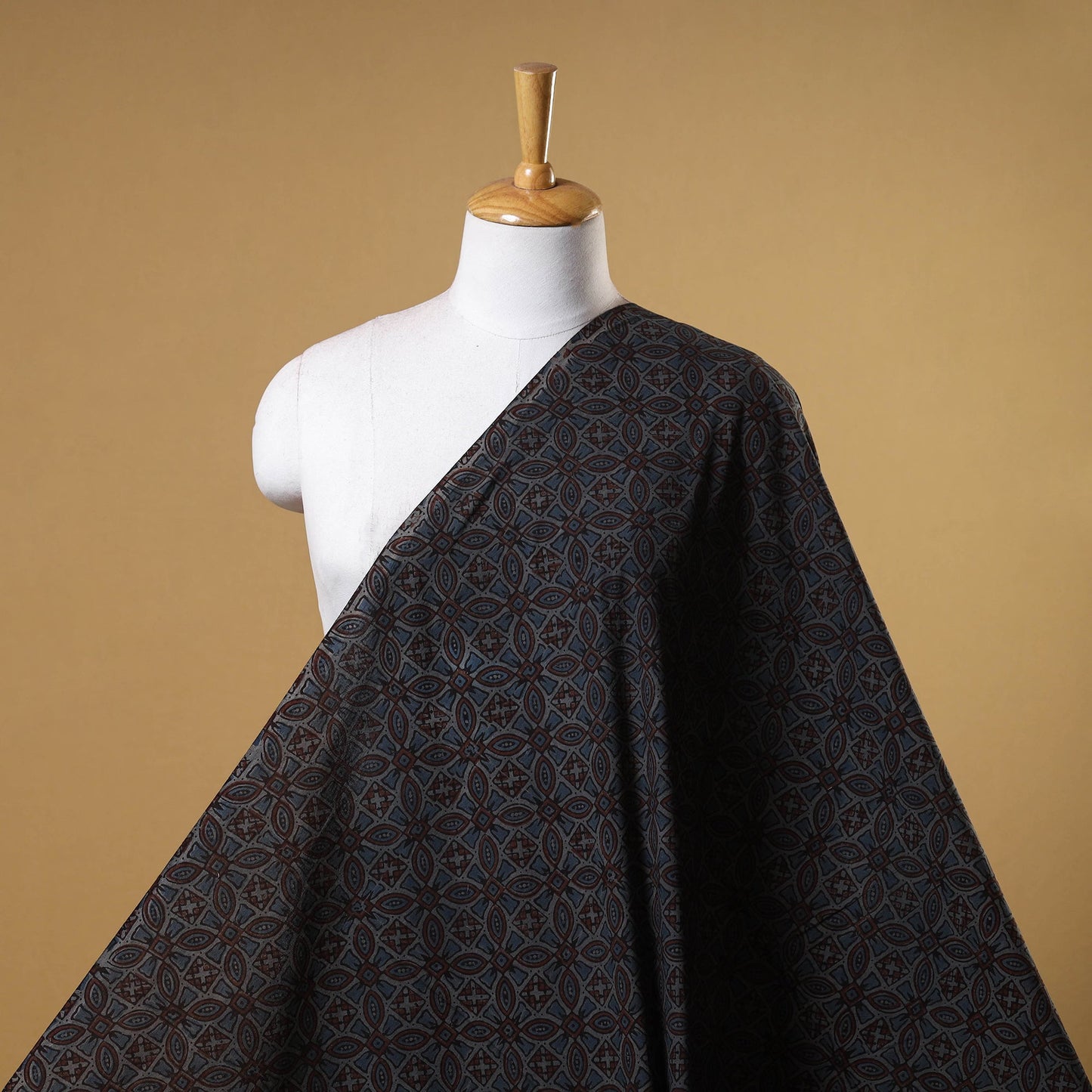Black - natural dyed cotton fabric 73 - handcrafted
