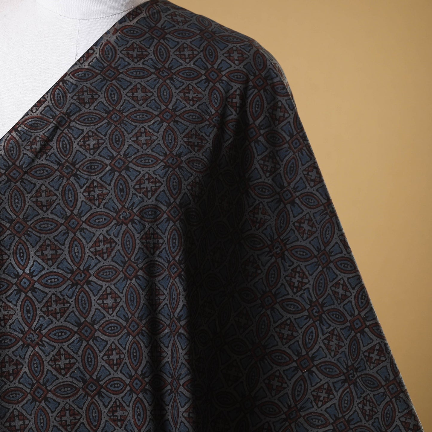 Black - natural dyed cotton fabric 73 - handcrafted