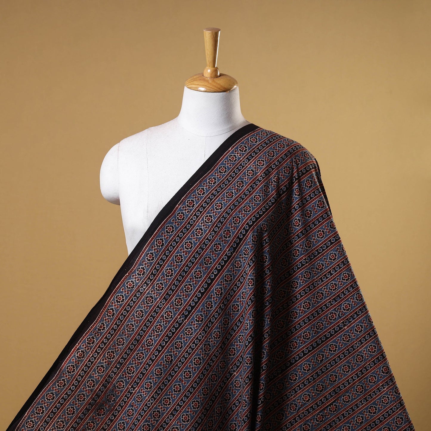 Black - natural dyed cotton fabric 75 - handcrafted