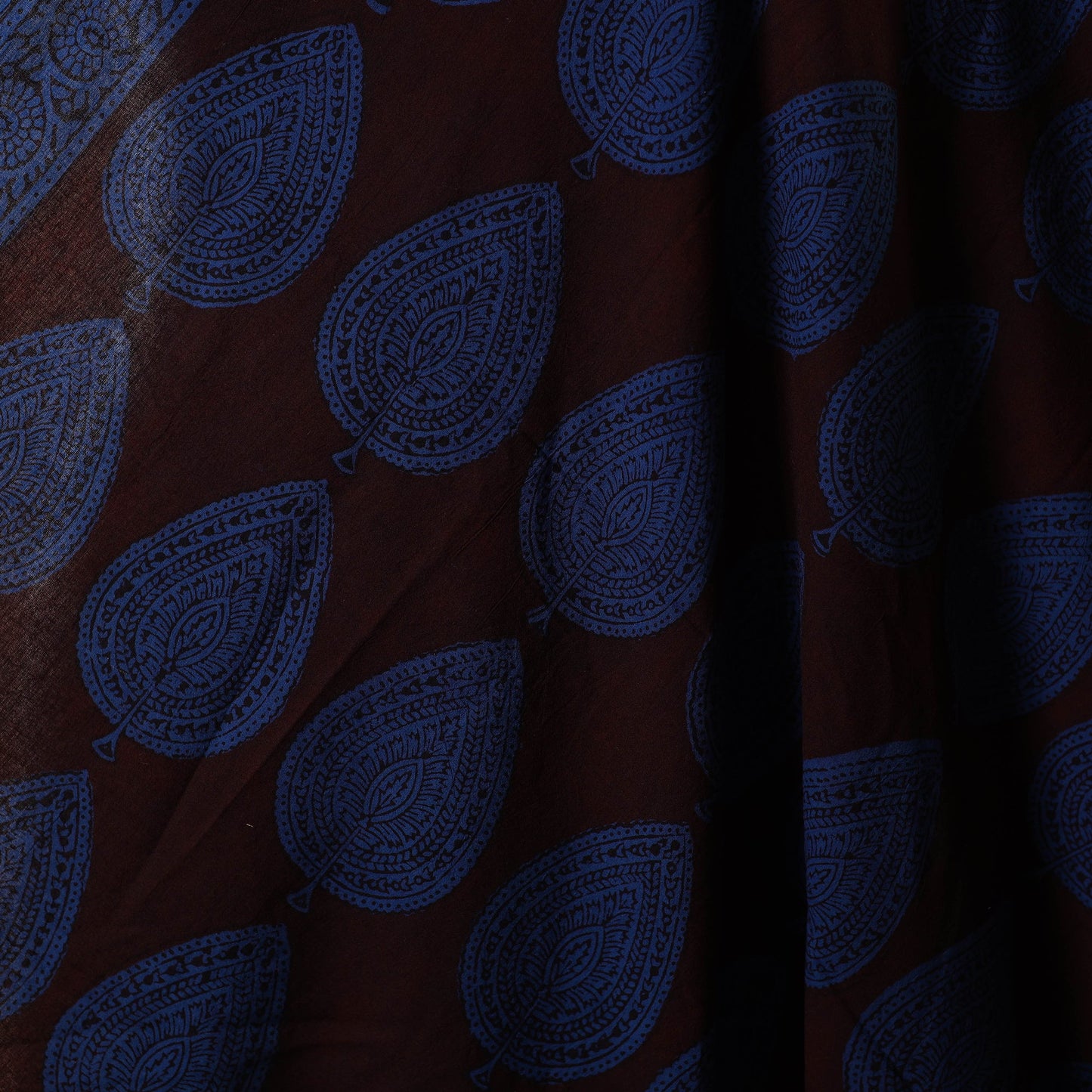 Black - natural dyed cotton bagh fabric 11 - handcrafted