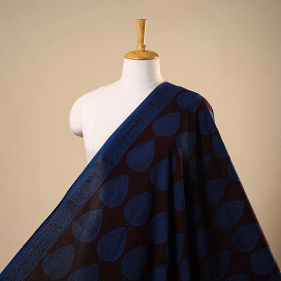 Black - natural dyed cotton bagh fabric 11 - handcrafted
