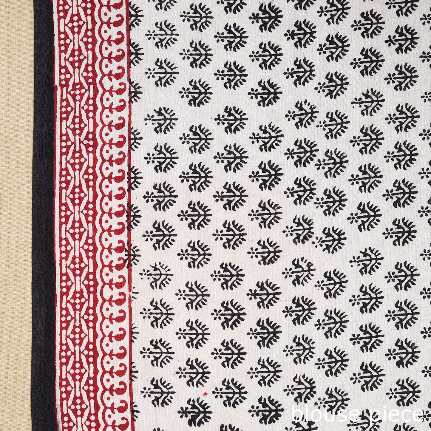 Black Block Print Natural Dyed Cotton Bagh Saree