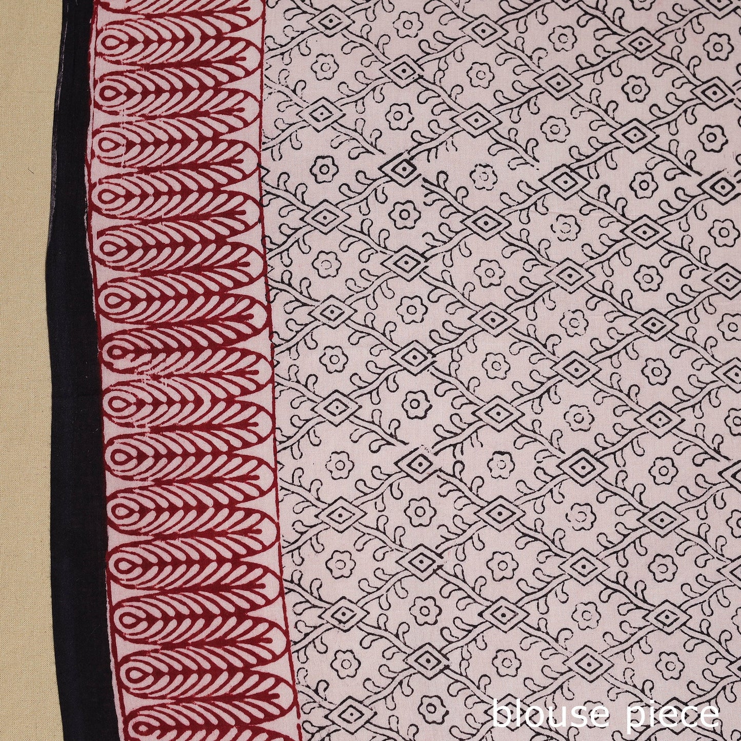 Black Block Print Natural Dyed Cotton Bagh Saree