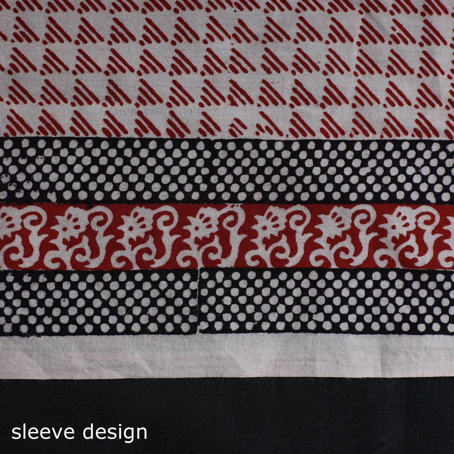  Black Natural Dyed Cotton Bagh Print Kurta Material