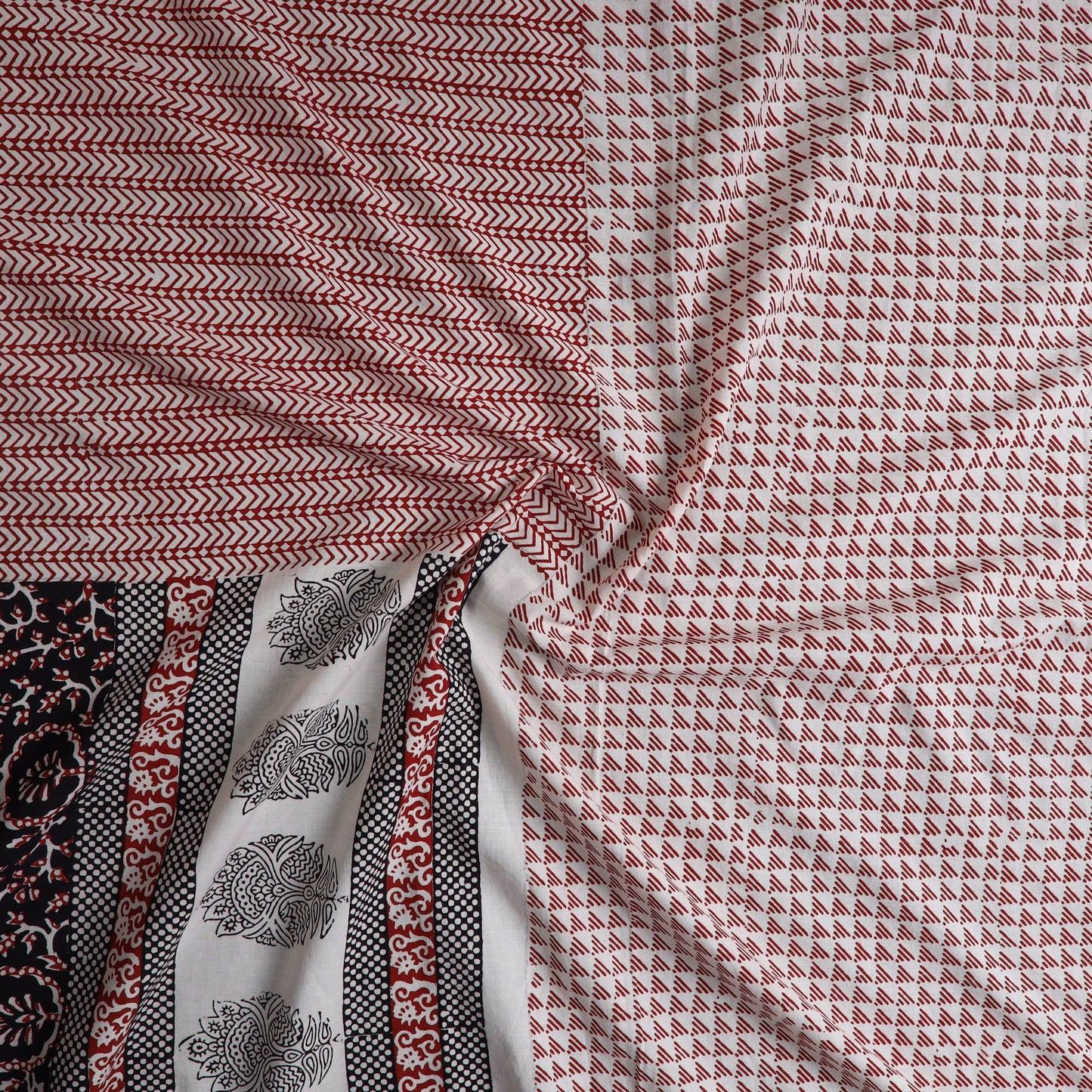  Black Natural Dyed Cotton Bagh Print Kurta Material