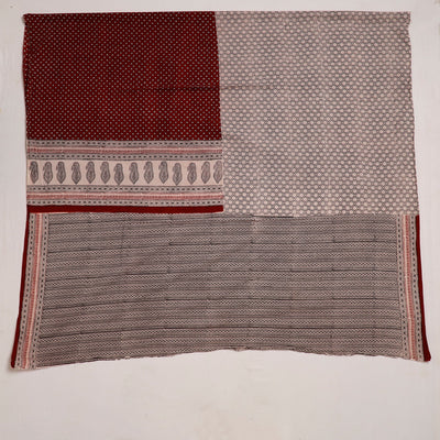 Black Natural Dyed Cotton Bagh Print Kurta Material