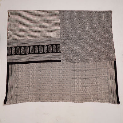 Black Natural Dyed Cotton Bagh Print Kurta Material