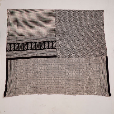 Black Natural Dyed Cotton Bagh Print Kurta Material