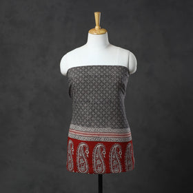  Black Natural Dyed Cotton Bagh Print Kurta Material