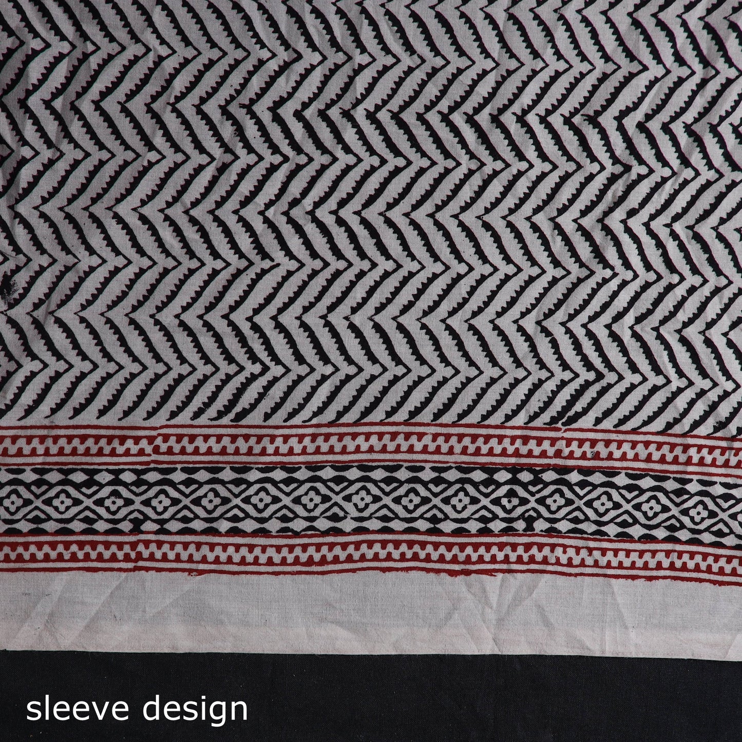  Black Natural Dyed Cotton Bagh Print Kurta Material