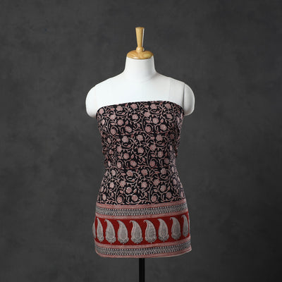  Black Natural Dyed Cotton Bagh Print Kurta Material