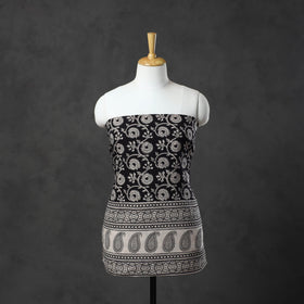  Black Natural Dyed Cotton Bagh Print Kurta Material