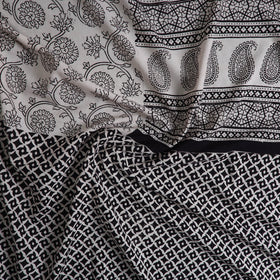  Black Natural Dyed Cotton Bagh Print Kurta Material