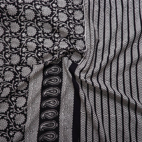  Black Natural Dyed Cotton Bagh Print Kurta Material