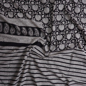  Black Natural Dyed Cotton Bagh Print Kurta Material