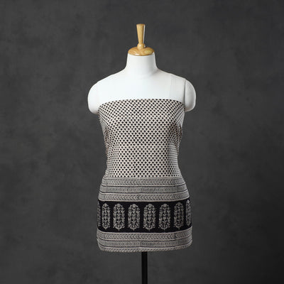 Black Natural Dyed Cotton Bagh Print Kurta Material
