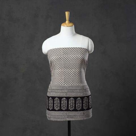  Black Natural Dyed Cotton Bagh Print Kurta Material