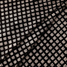 Black Natural Dyed Cotton Bagru Block Print Fabric