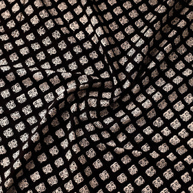 Black Natural Dyed Cotton Bagru Block Print Fabric
