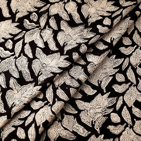 Black Natural Dyed Cotton Bagru Block Print Fabric