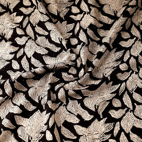Black Natural Dyed Cotton Bagru Block Print Fabric