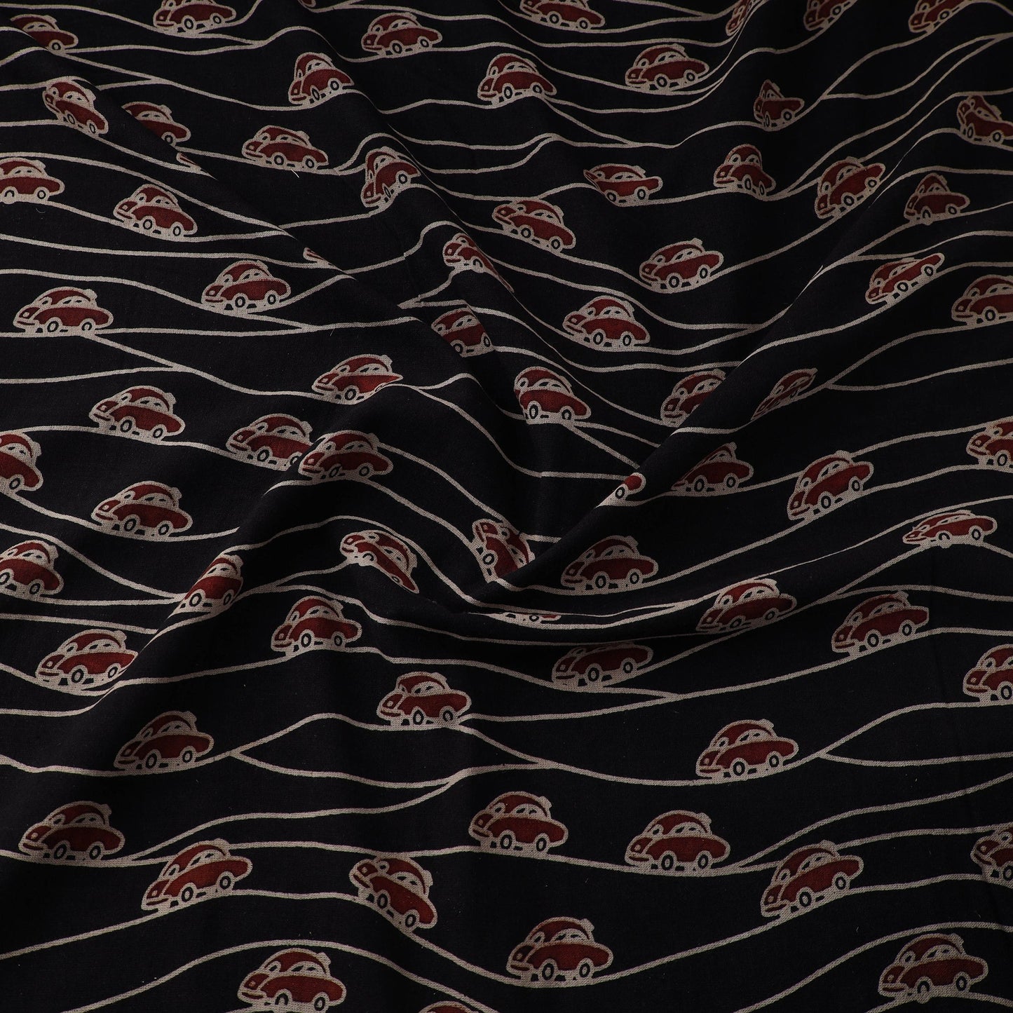 Black - natural dyed cotton bindaas fabric - country roads