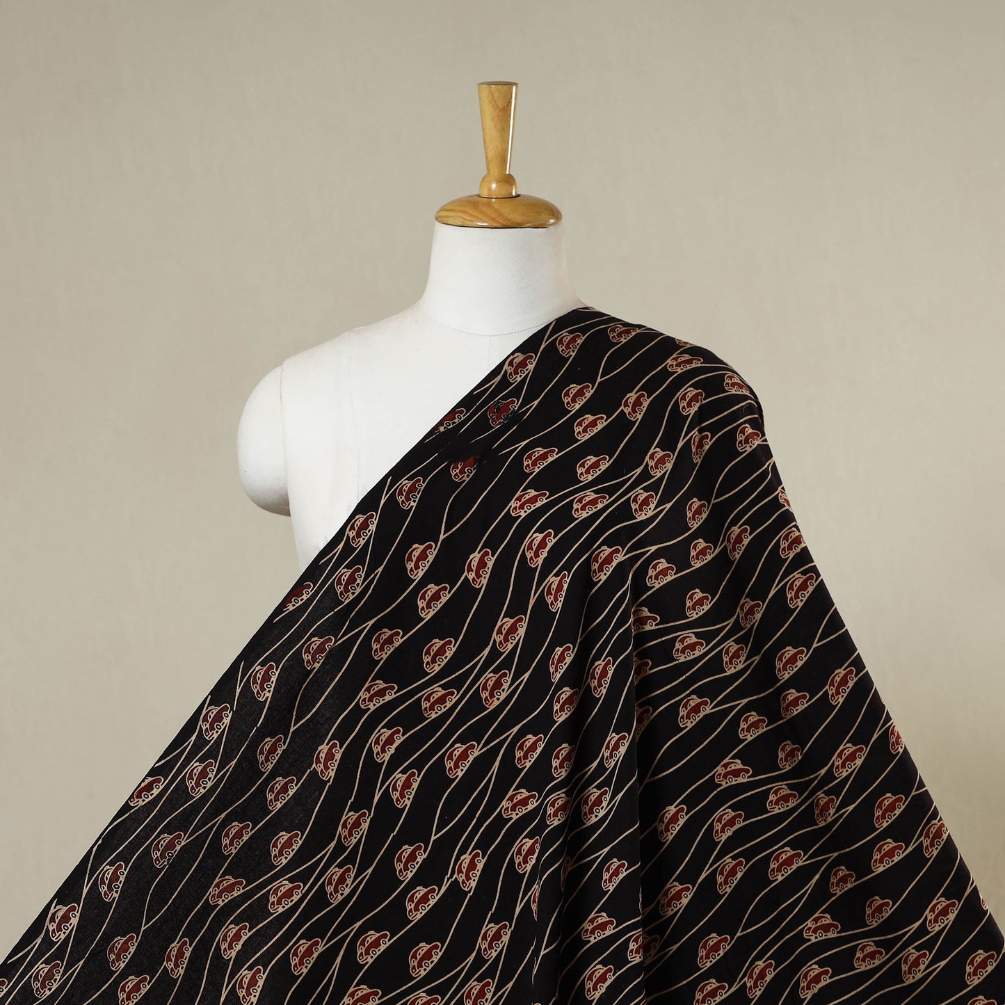 Black - natural dyed cotton bindaas fabric - country roads