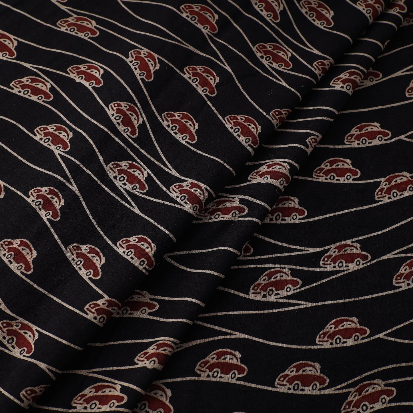 Black - natural dyed cotton bindaas fabric - country roads