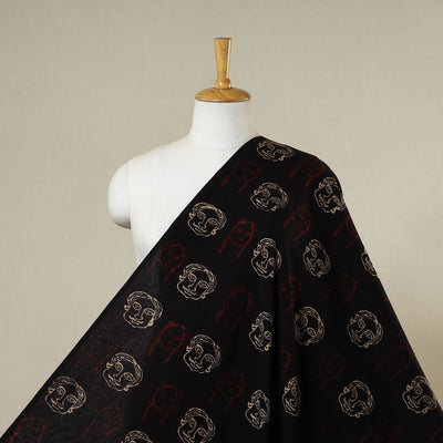 Black - natural dyed cotton bindaas fabric - face script-