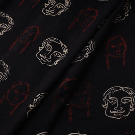 Black - natural dyed cotton bindaas fabric - face script-