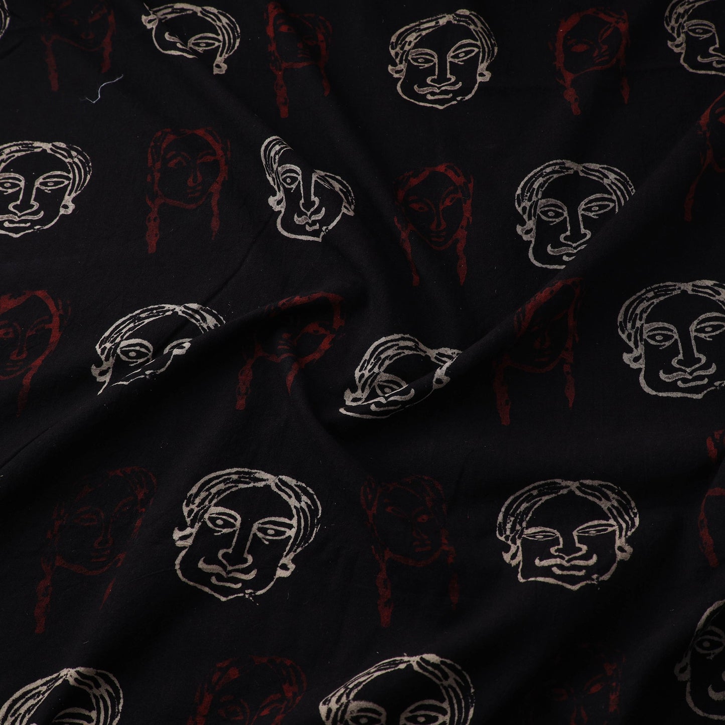 Black - natural dyed cotton bindaas fabric - face script-