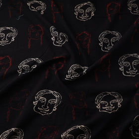 Black - natural dyed cotton bindaas fabric - face script-