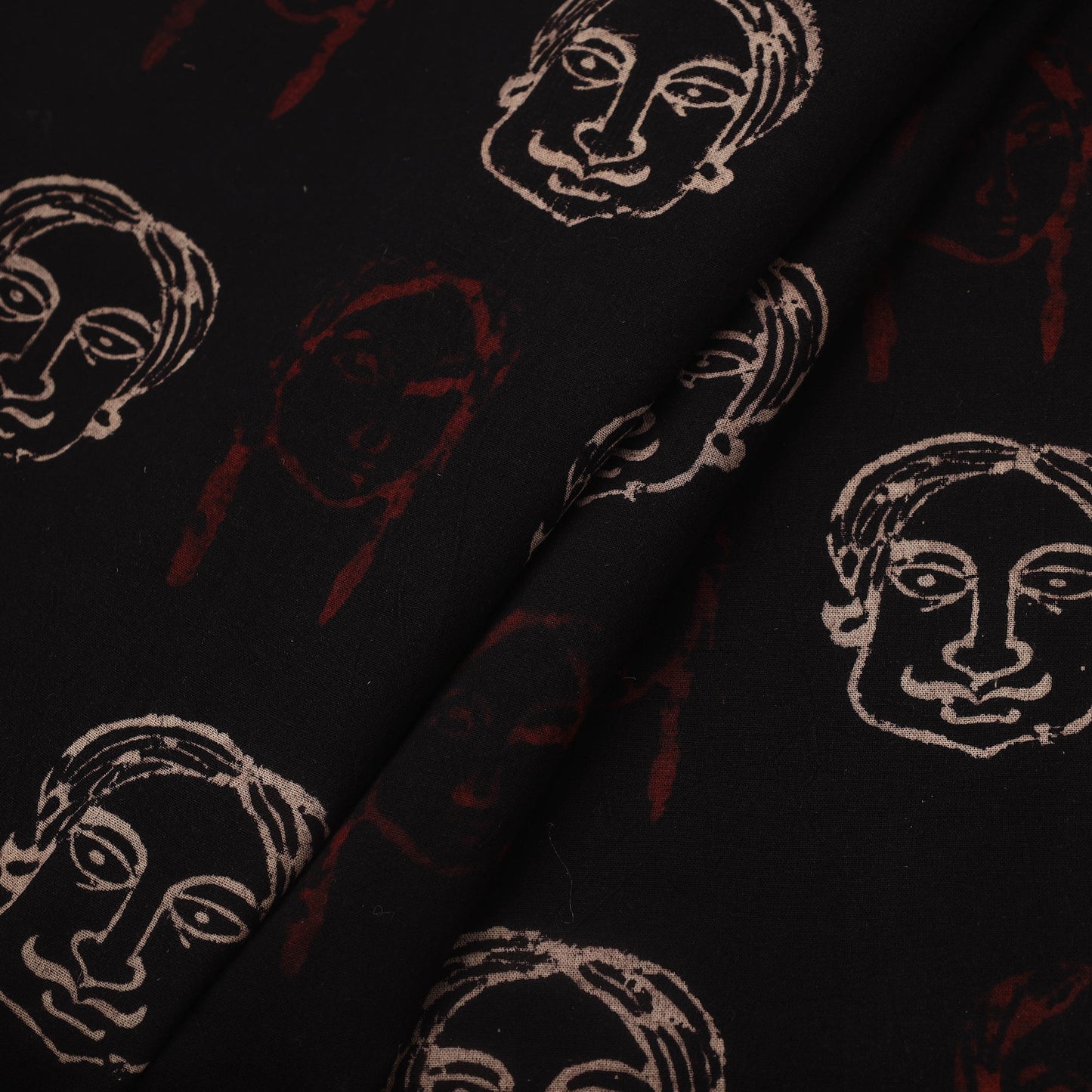  Black Natural Dyed Cotton Bindaas Block Print Fabric