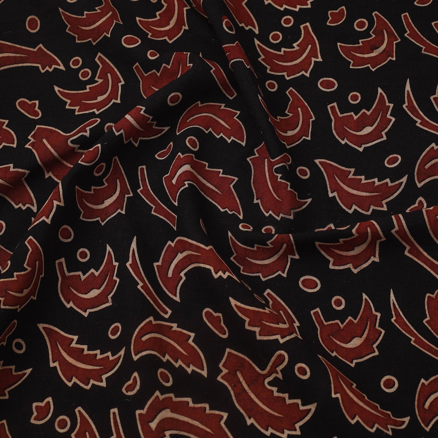  Black Natural Dyed Cotton Bindaas Block Print Fabric